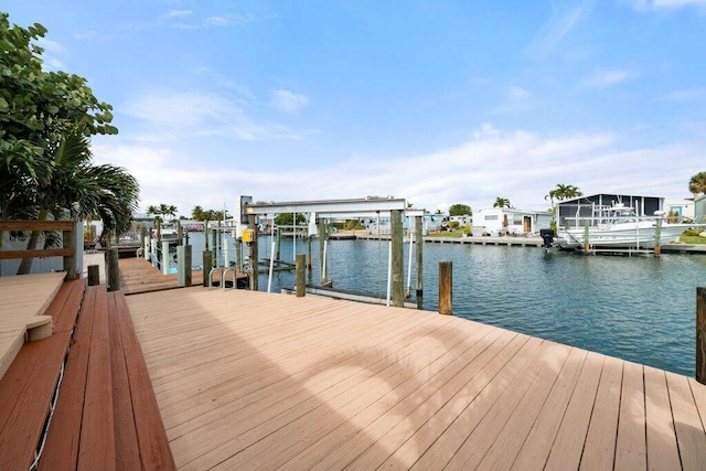 view of dock featuring a water view