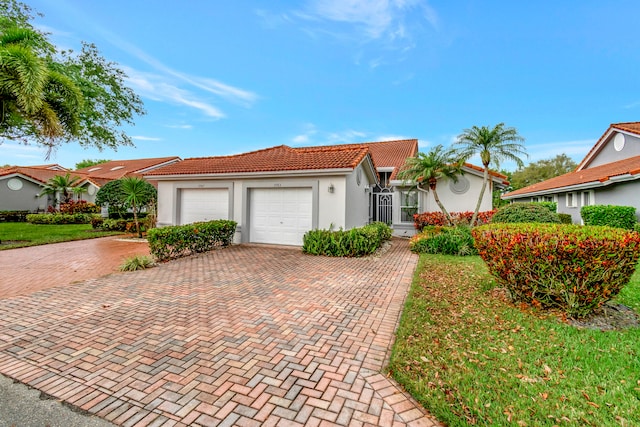 view of front of house with a garage