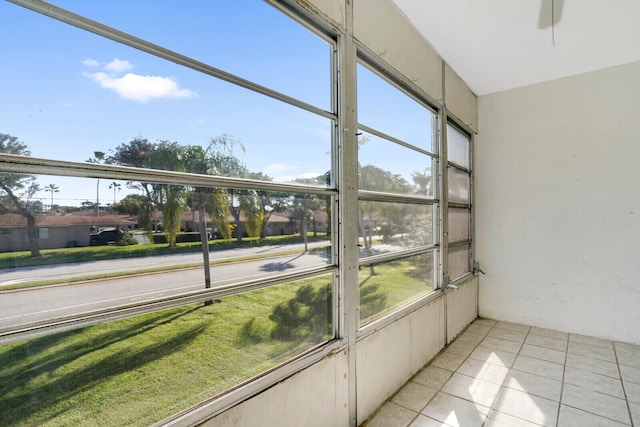 view of unfurnished sunroom