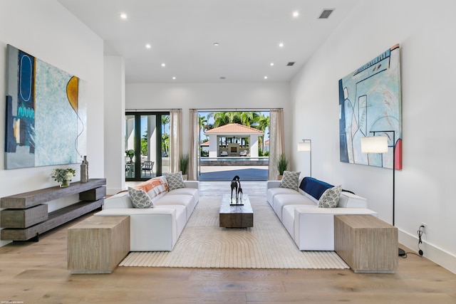 living room featuring light hardwood / wood-style floors