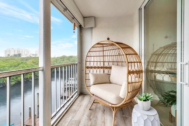 balcony with a water view