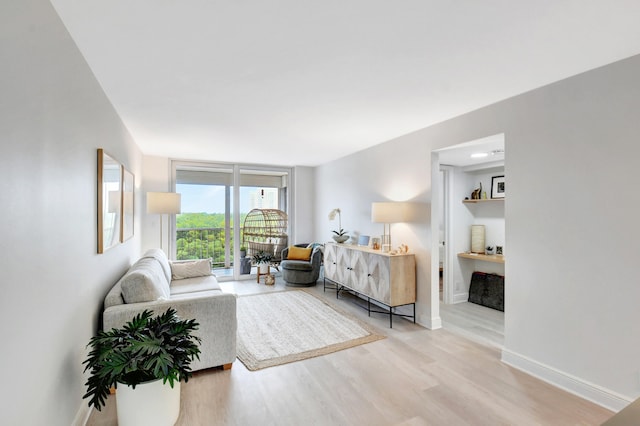 living room with light wood-type flooring