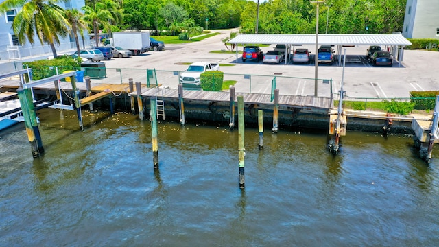 dock area featuring a water view