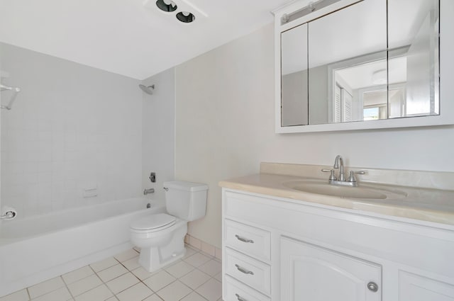 full bathroom with tile patterned floors, vanity, toilet, and  shower combination