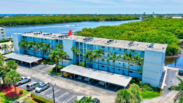 bird's eye view featuring a water view