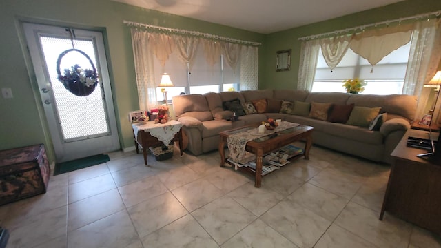 view of tiled living room