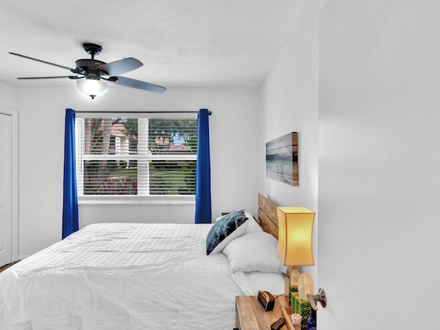 bedroom featuring ceiling fan