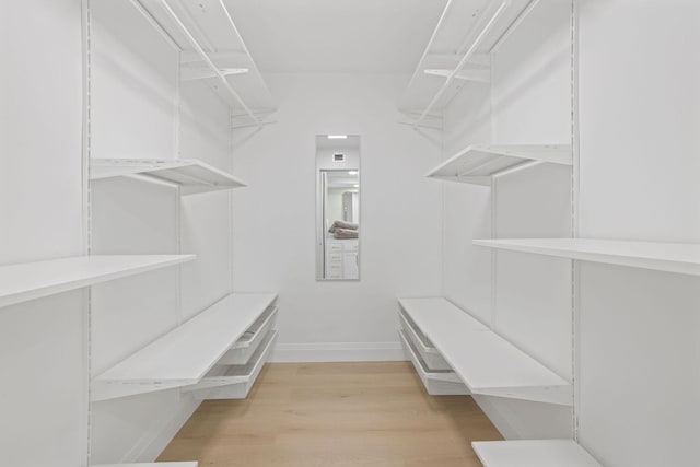 spacious closet with light wood-type flooring