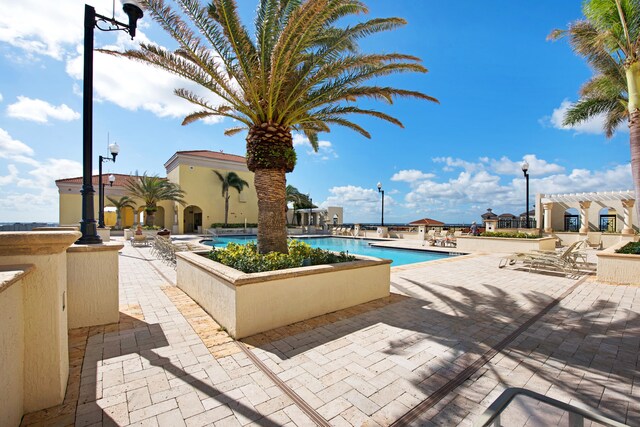 view of pool featuring a patio area