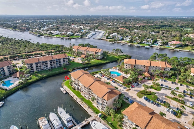 bird's eye view featuring a water view