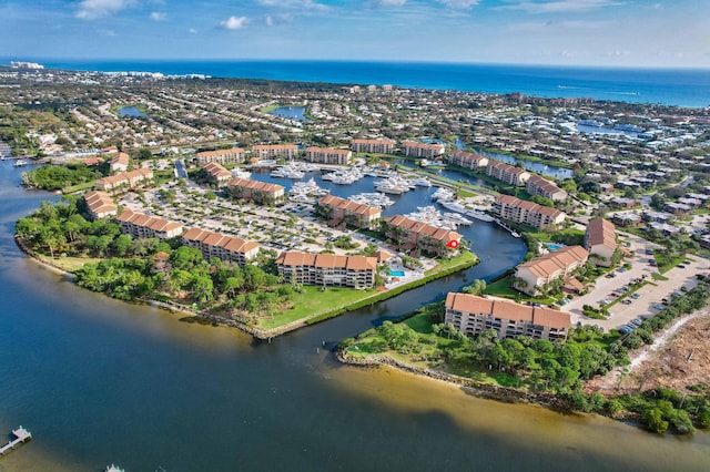 bird's eye view featuring a water view