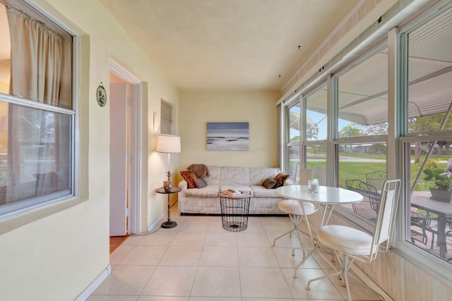 interior space featuring light tile floors