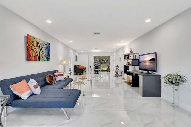 view of tiled living room