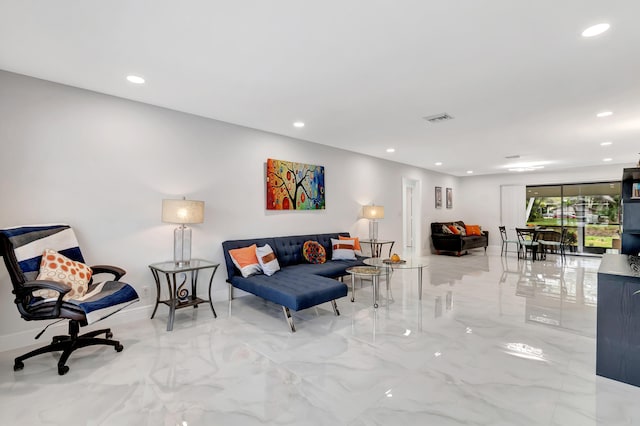 view of tiled living room