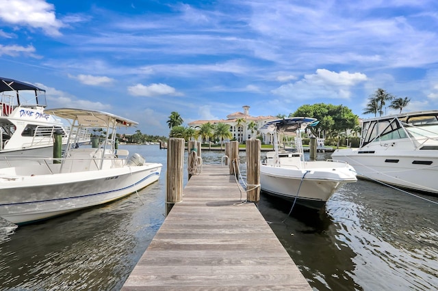 dock area featuring a water view