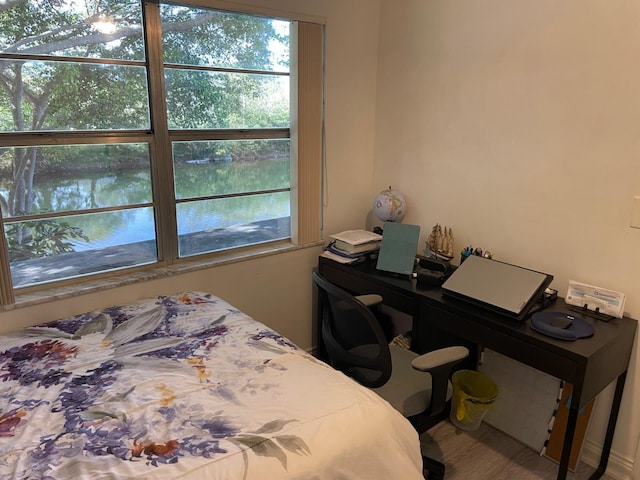 bedroom with a water view