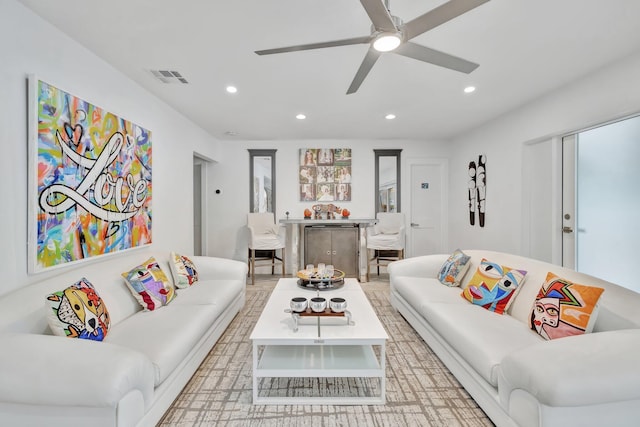 9010 S Lake Dasha Dr, Plantation, FL 33324 - living area with recessed lighting and a ceiling fan
