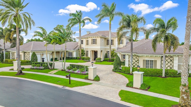 view of front of property with a front lawn