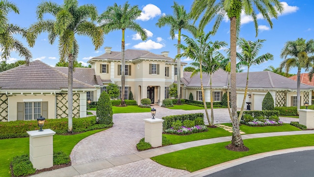 mediterranean / spanish house featuring a front yard