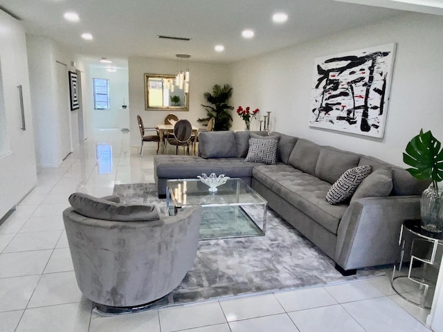 view of tiled living room