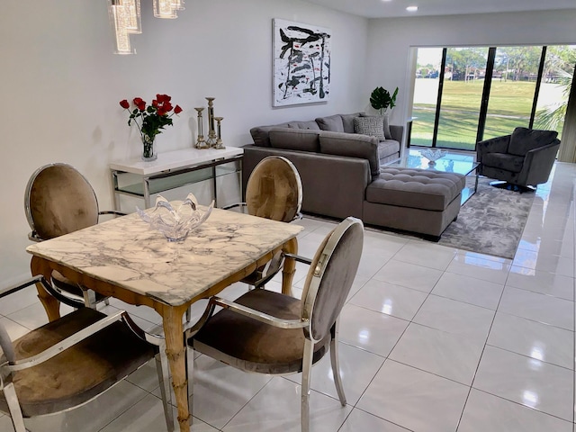 view of tiled dining area