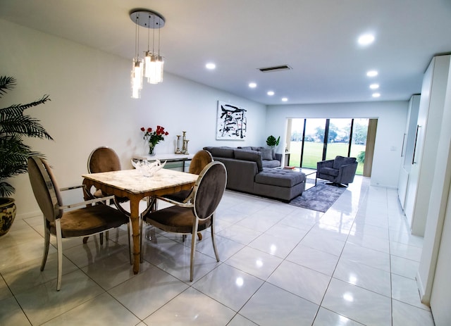 view of tiled dining space