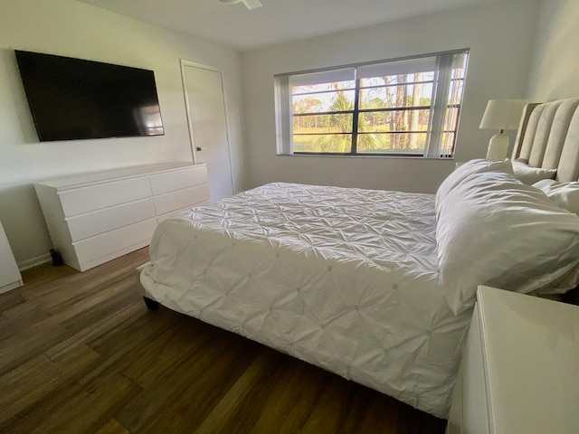 bedroom featuring dark hardwood / wood-style flooring