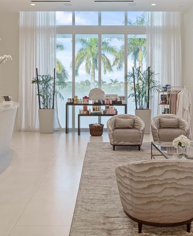 interior space with floor to ceiling windows