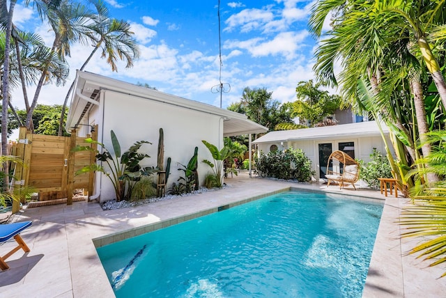 view of pool featuring a patio