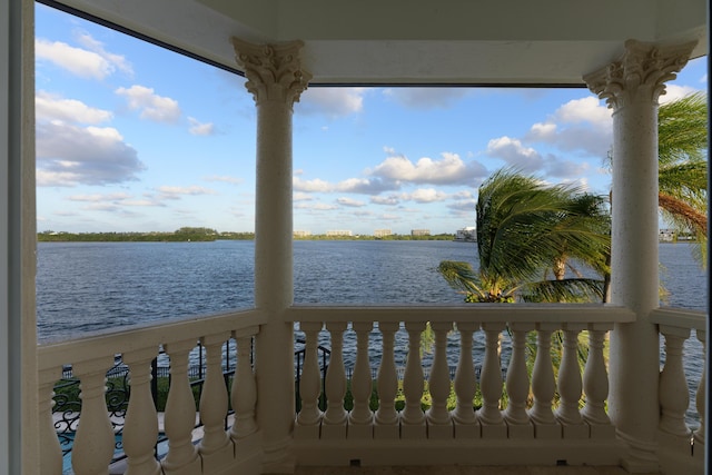 balcony with a water view