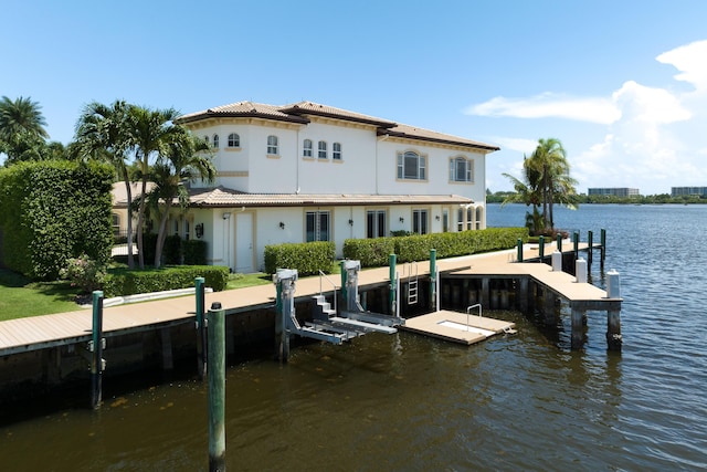 dock area featuring a water view