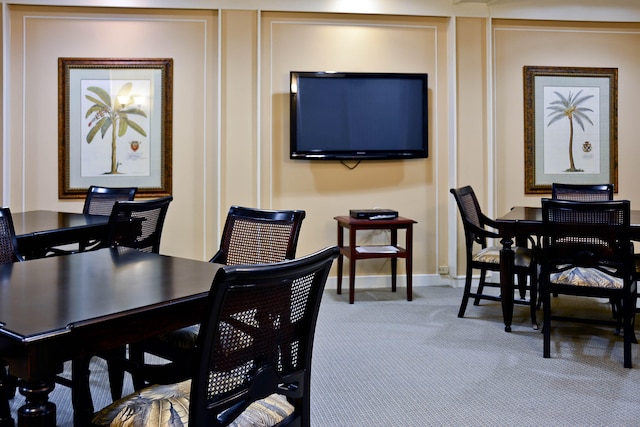 view of carpeted dining room