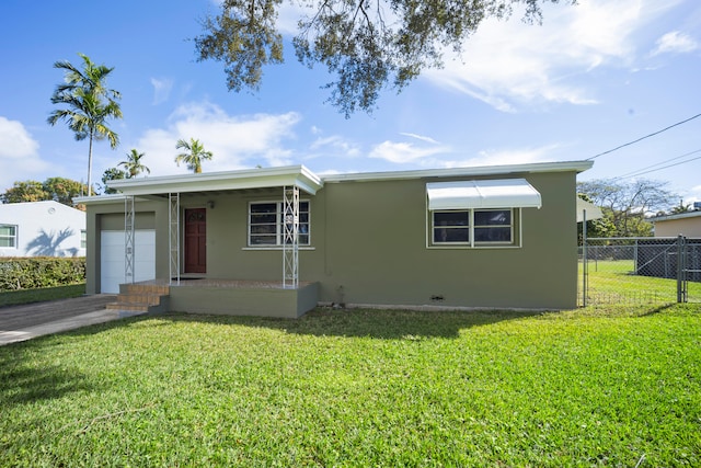 bungalow with a front yard