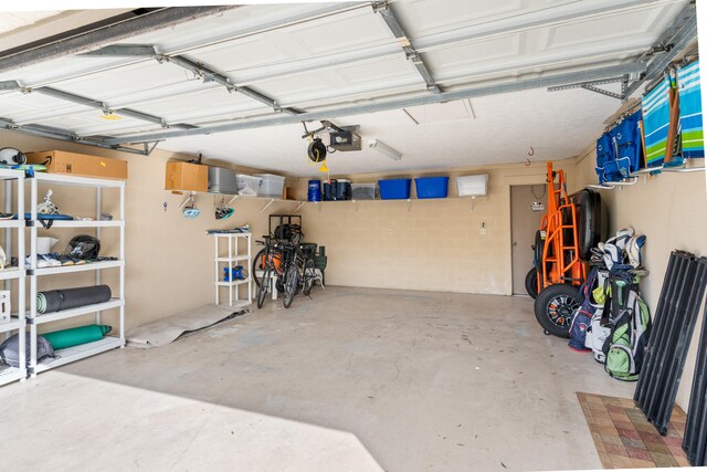 garage with a garage door opener