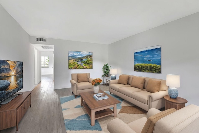 living room featuring light hardwood / wood-style floors