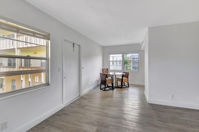 interior space featuring dark wood-type flooring