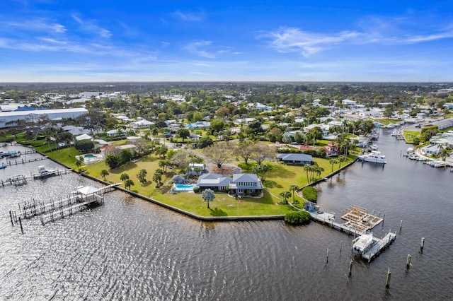 bird's eye view featuring a water view