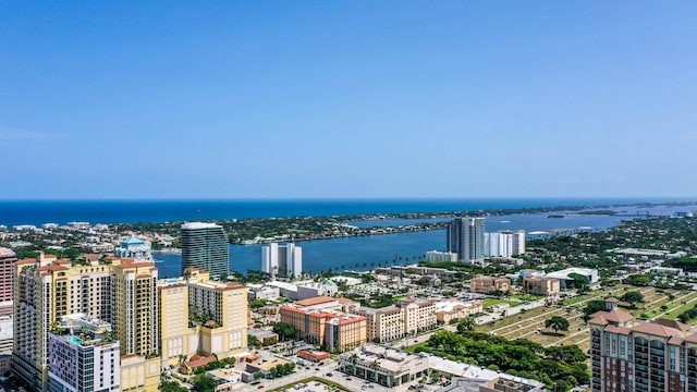 bird's eye view featuring a water view