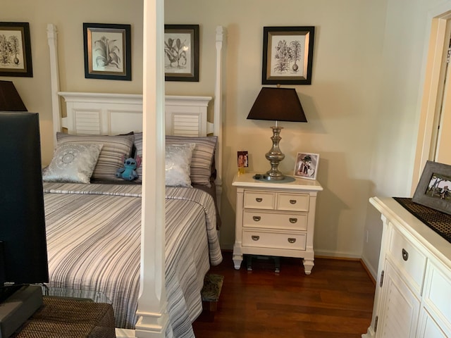 bedroom featuring dark hardwood / wood-style flooring