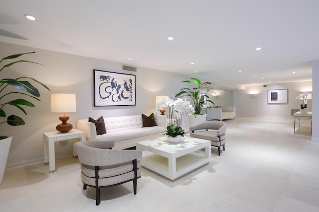 view of tiled living room