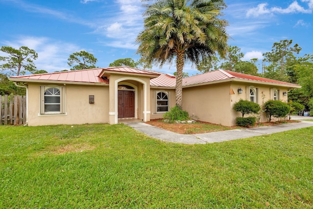 view of front of house with a front yard