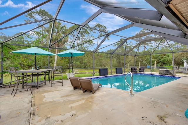 17891 N 86th St N, The Acreage, FL 33470 - outdoor pool featuring a patio and glass enclosure