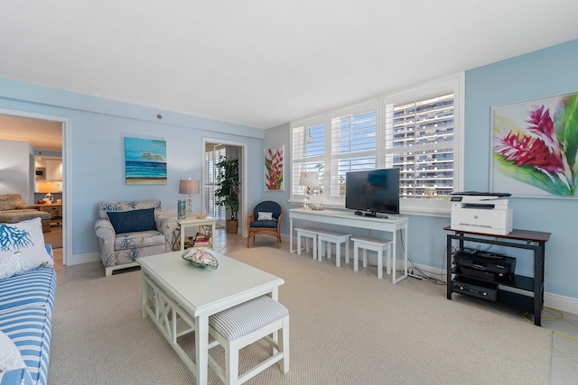 view of tiled living room