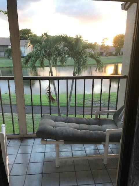 view of balcony at dusk