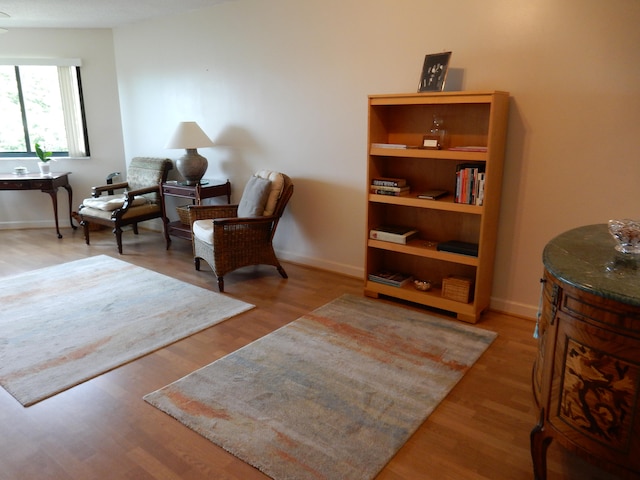 living area featuring light hardwood / wood-style flooring