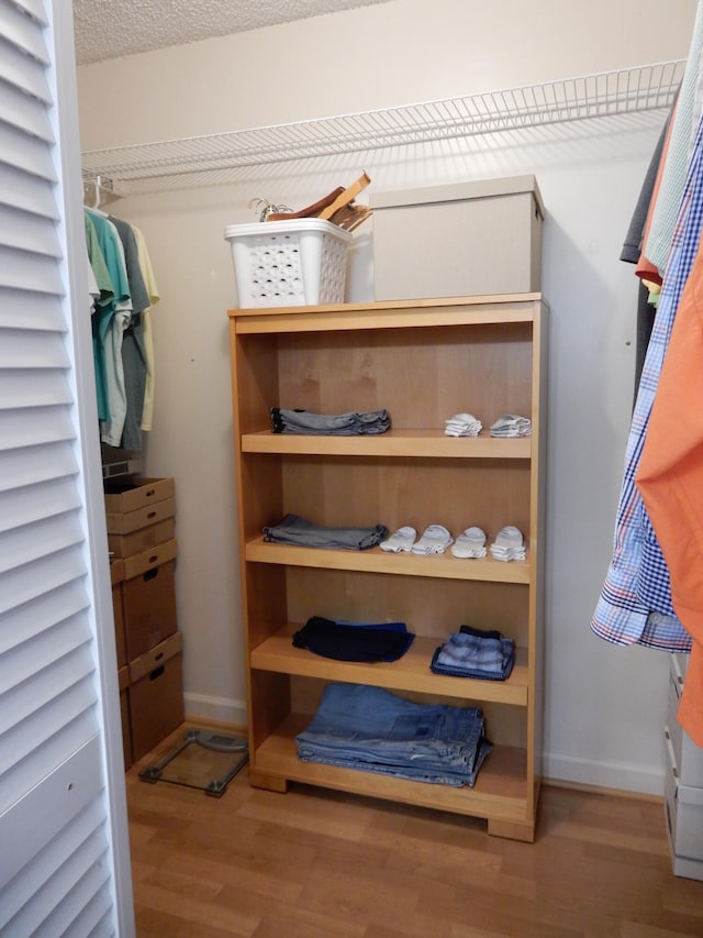 spacious closet featuring hardwood / wood-style flooring