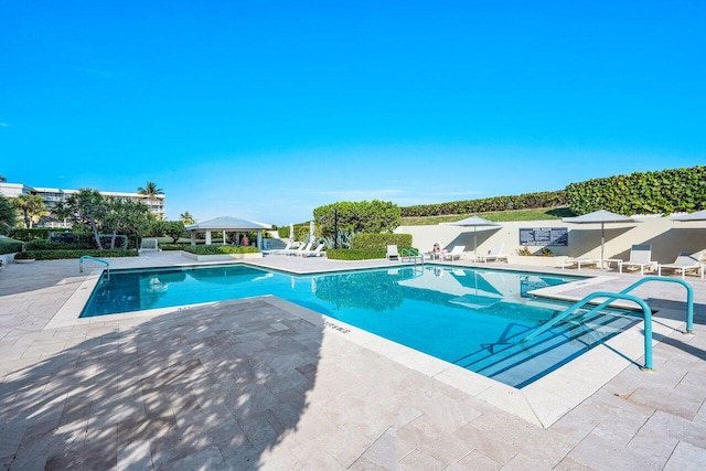 view of pool featuring a patio