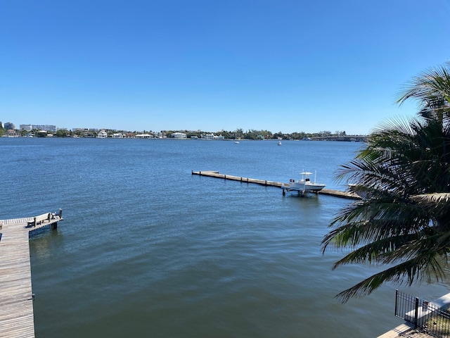 view of dock featuring a water view