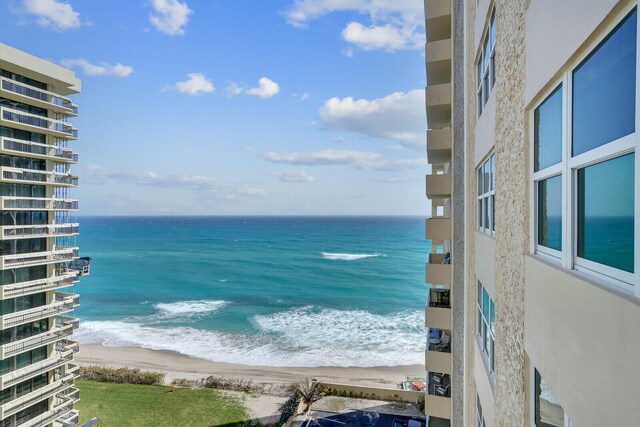 property view of water featuring a view of the beach