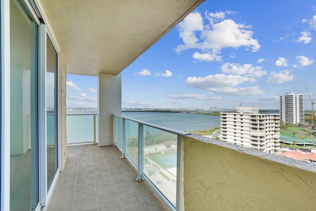 balcony with a water view